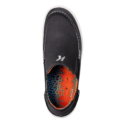 KORKERS MEN'S FISH MOC BROWN TROUT - BLACK - TOP VIEW