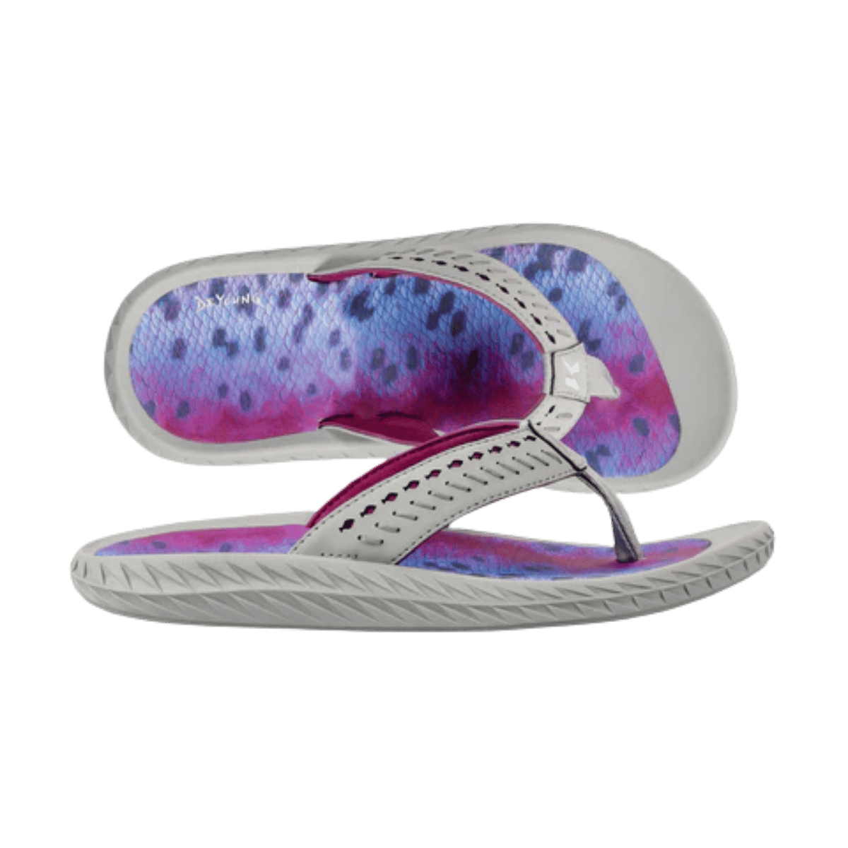 KORKERS WOMEN'S FISH FLIP FLOP RAINBOW TROUT - VIOLEY GRAY