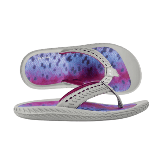 KORKERS WOMEN'S FISH FLIP FLOP RAINBOW TROUT - VIOLEY GRAY