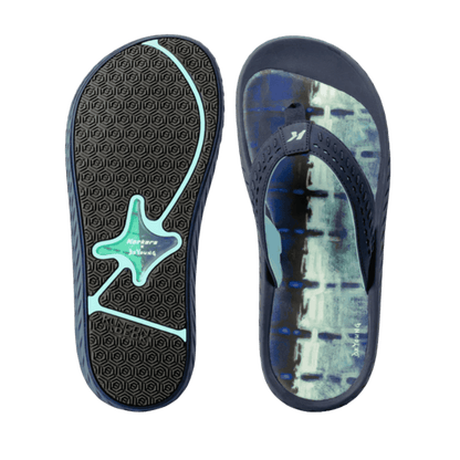 KORKERS MEN'S FISH FLIP FLOP MARLIN - BLUE - TOP & BOTTOM SOLE VIEW