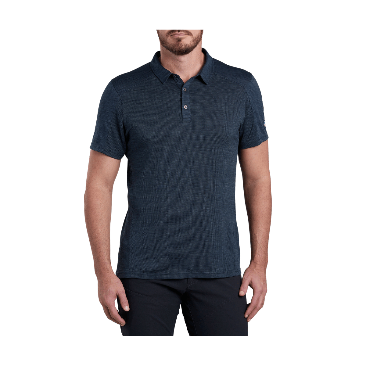 KUHL MEN'S ENGINEERED POLO SHORT SLEEVE - PIRATE BLUE - FRONT VIEW