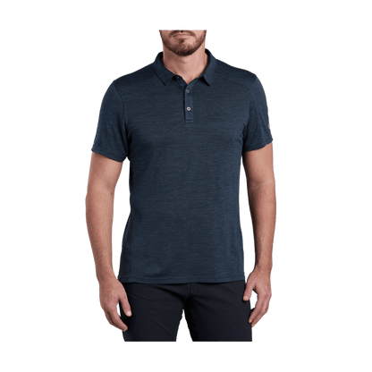 KUHL MEN'S ENGINEERED POLO SHORT SLEEVE - PIRATE BLUE - FRONT VIEW