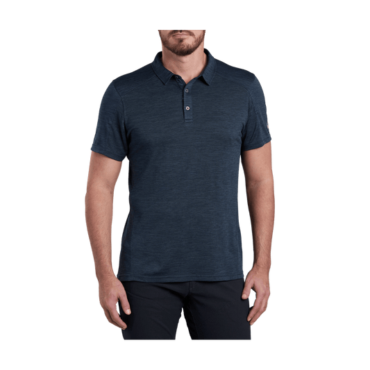 KUHL MEN'S ENGINEERED POLO SHORT SLEEVE - PIRATE BLUE - FRONT VIEW