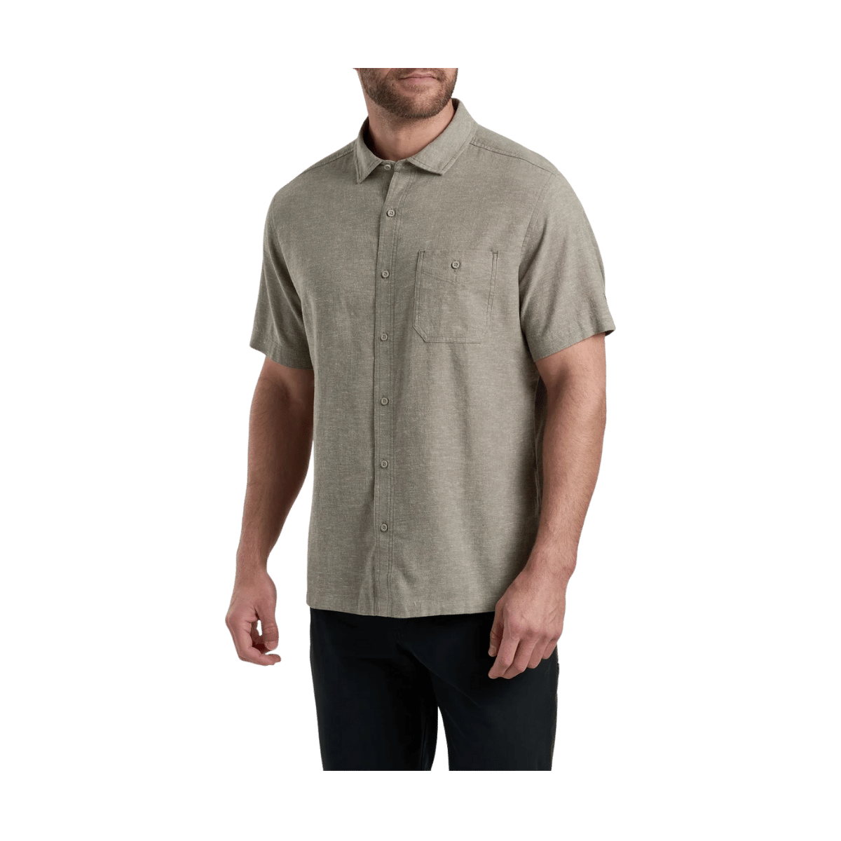 KUHL MEN'S GETAWAY SHORT SLEEVE SHIRT - EARTH OLIVE - FRONT VIEW