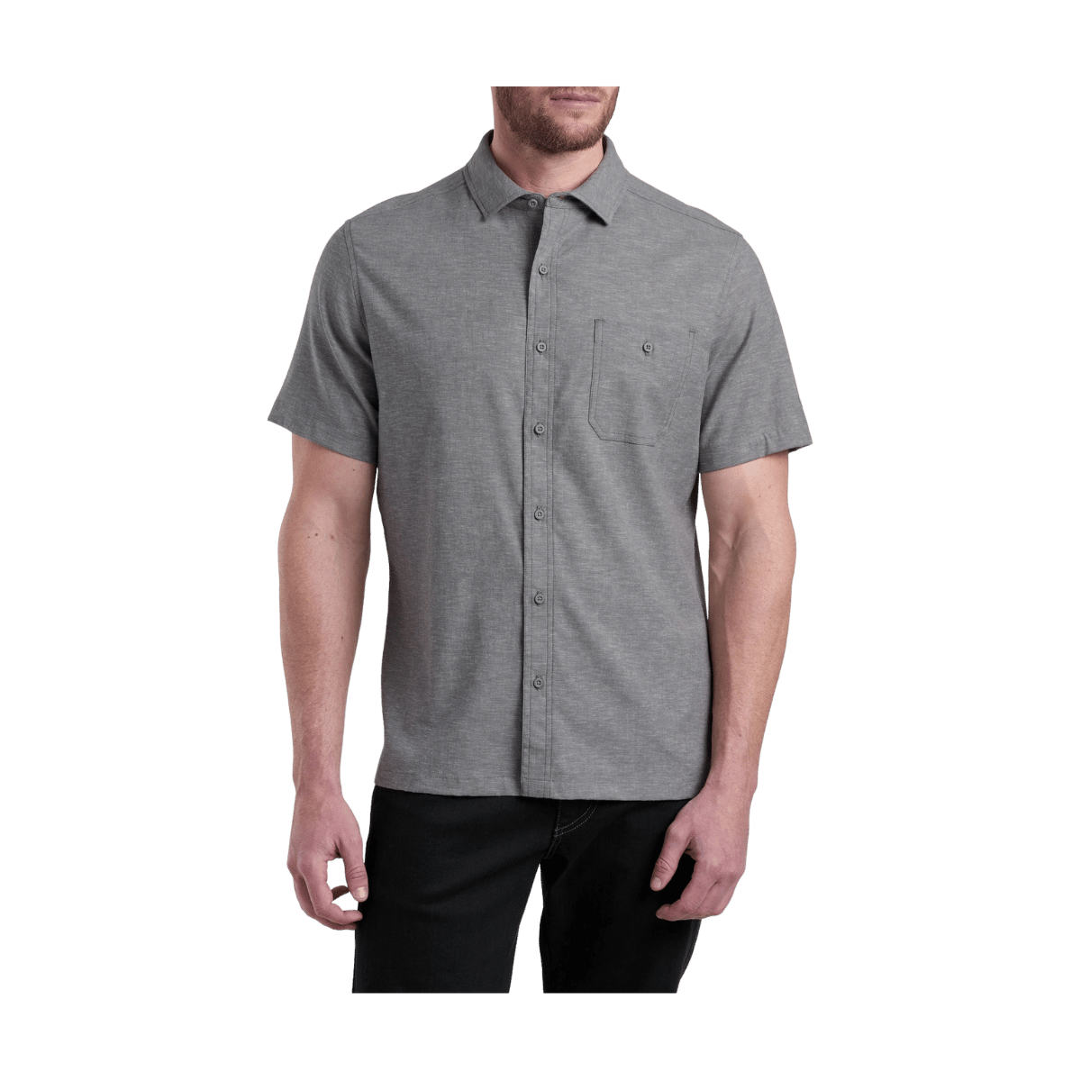 KUHL MEN'S GETAWAY SHORT SLEEVE SHIRT - SUMMIT GRAY - FRONT VIEW