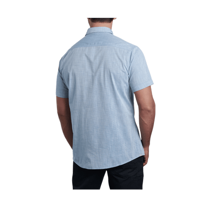 KUHL MEN'S KARIB STRIPE SHORT SLEEVE SHIRT - HORIZON BLUE - BACK VIEW