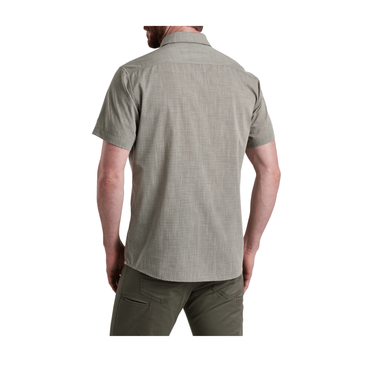 KUHL MEN'S KARIB STRIPE SHORT SLEEVE SHIRT - ASHWOOD - BACK VIEW