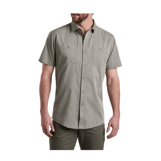KUHL MEN'S KARIB STRIPE SHORT SLEEVE SHIRT - ASHWOOD - FRONT VIEW