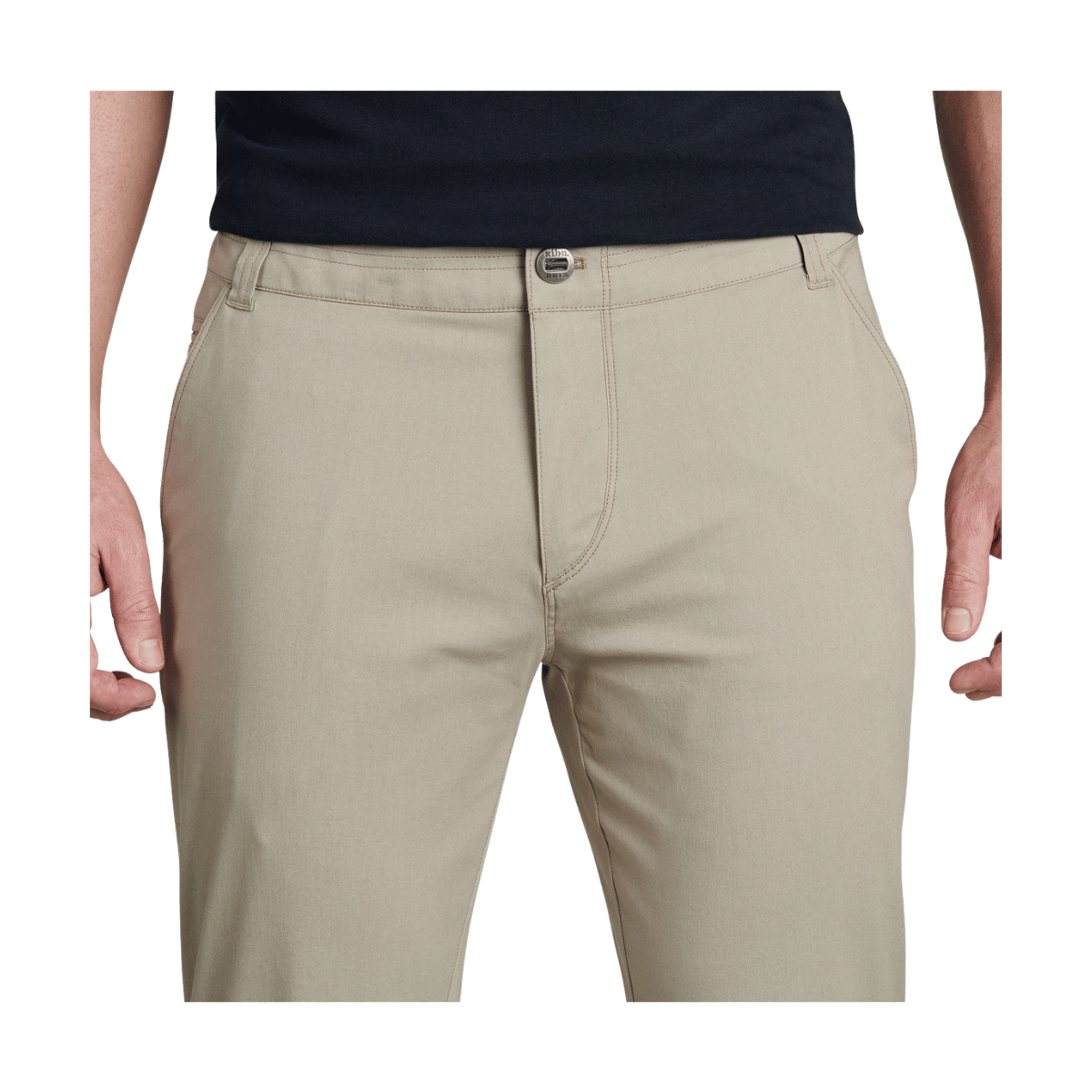 KUHL MEN’S RESISTOR LITE CHINO TAPERED - KHAKI - FRONT WAIST VIEW