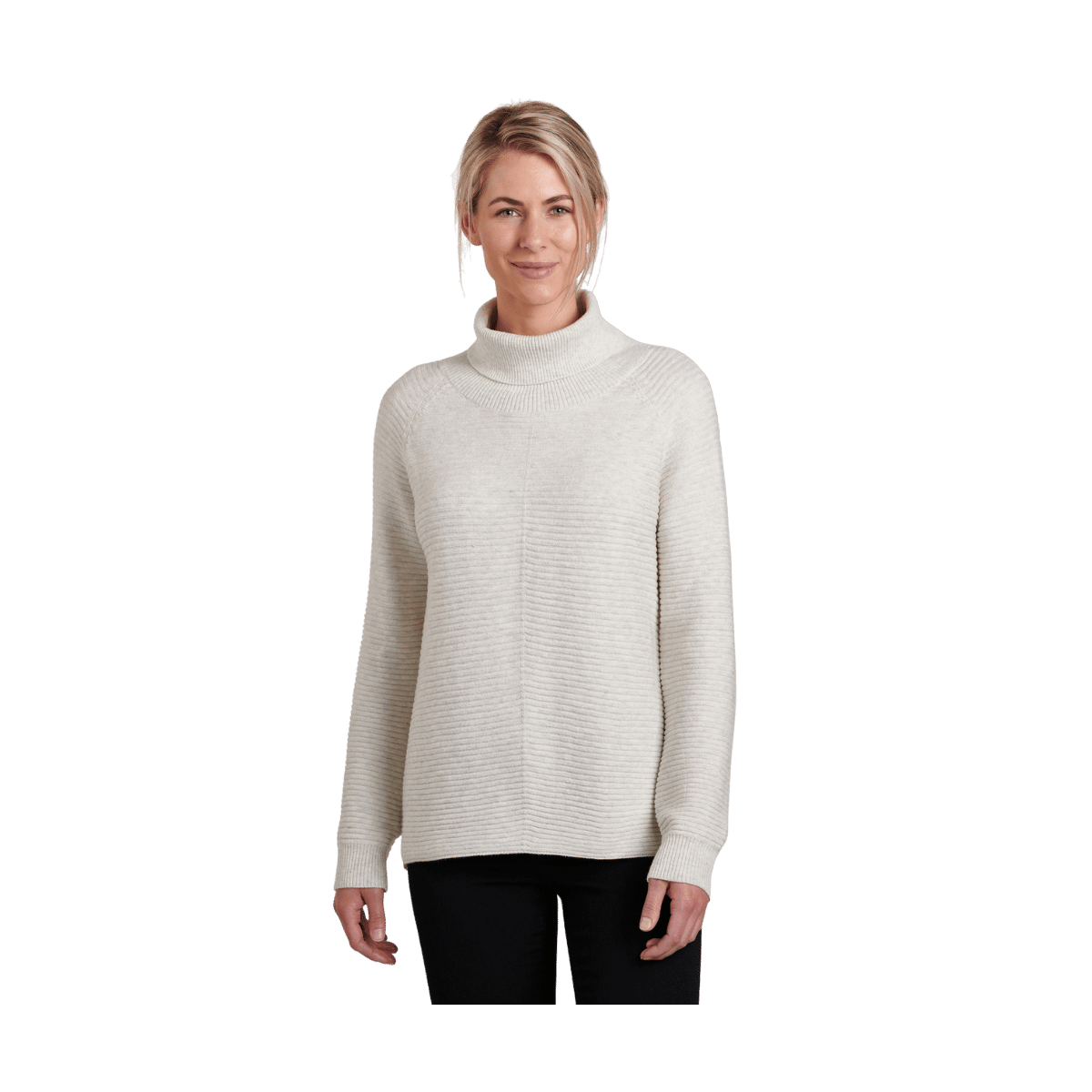 KUHL WOMEN'S SOLACE SWEATER - NATURAL - FRONT VIEW