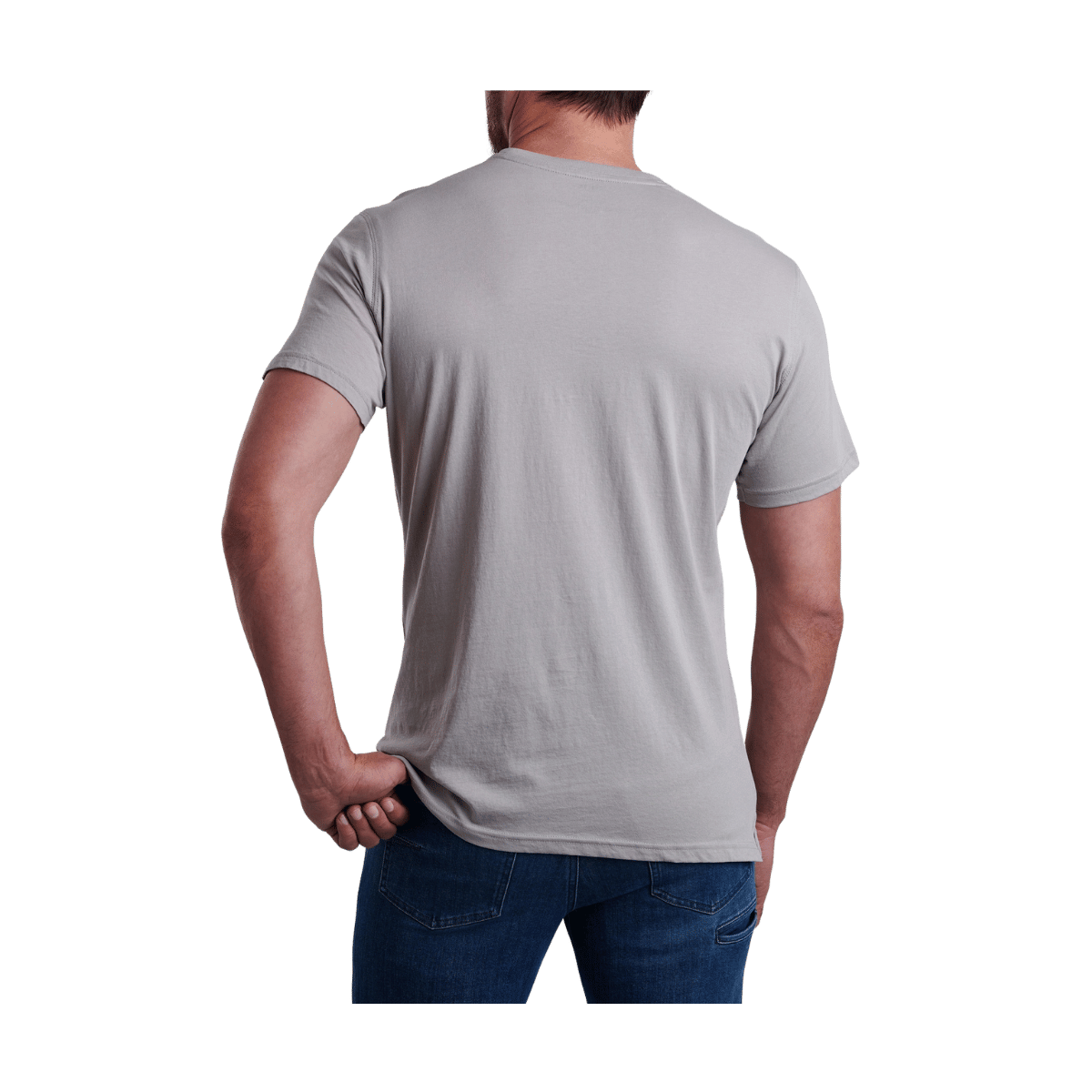 KUHL MEN'S SUPERAIR STANDARD HEM T-SHIRT - CLOUD GRAY - BACK VIEW