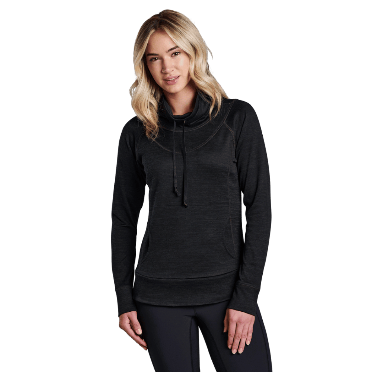 KUHL WOMEN'S LEA COWL NECK PULLOVER - BLACK - FRONT VIEW