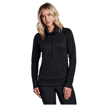 KUHL WOMEN'S LEA COWL NECK PULLOVER - BLACK - FRONT VIEW