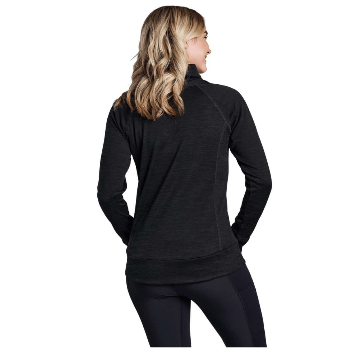 KUHL WOMEN'S LEA COWL NECK PULLOVER - BLACK - BACK VIEW