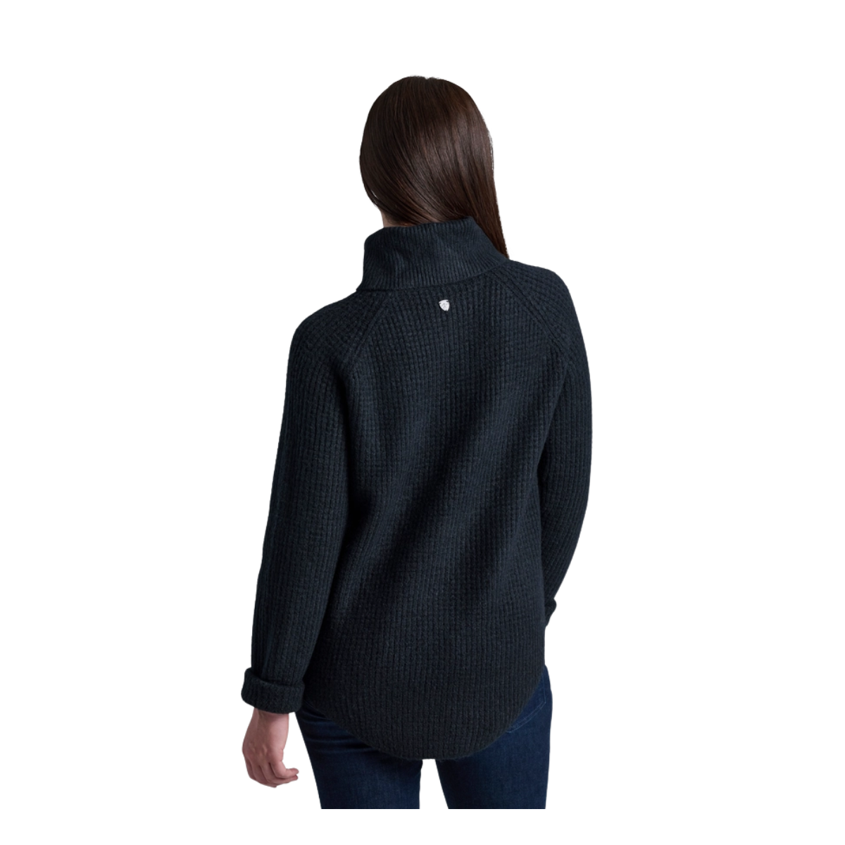 KUHL SIENNA SWEATER RIBBED COWL NECK - BLACK - BACK VIEW