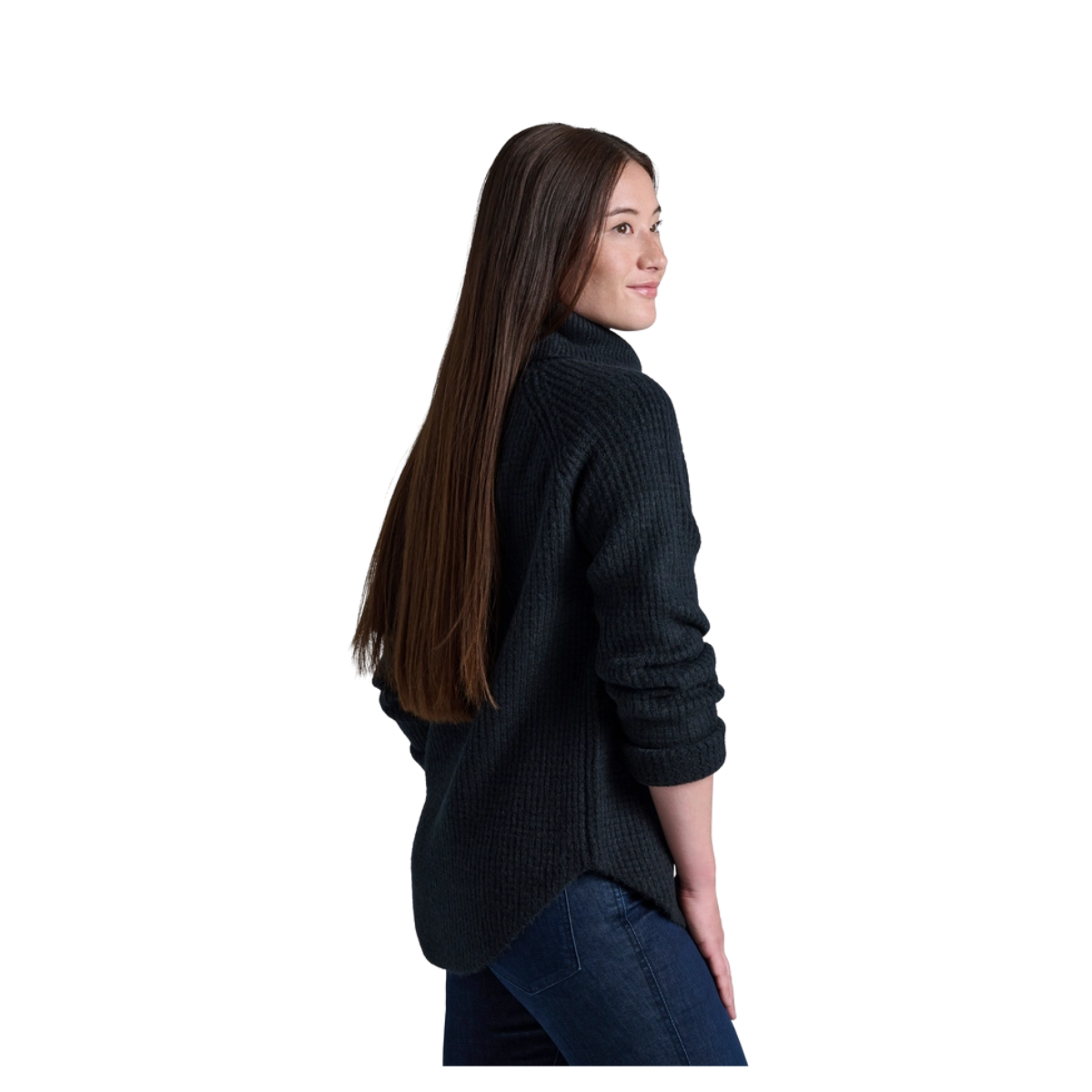 KUHL SIENNA SWEATER RIBBED COWL NECK - BLACK - SIDE VIEW