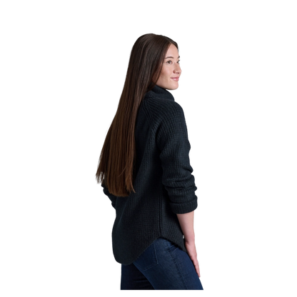 KUHL SIENNA SWEATER RIBBED COWL NECK - BLACK - SIDE VIEW