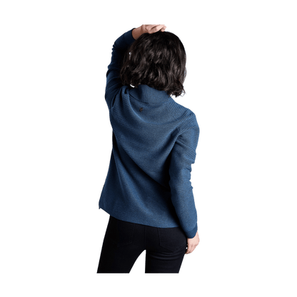 KUHL WOMEN'S SOLACE SWEATER - METAL BLUE - BACK VIEW