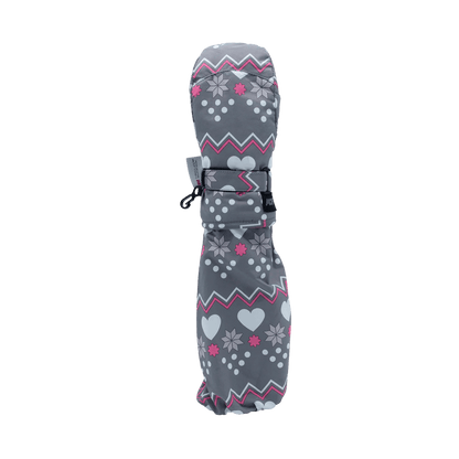L-BOW GREY HEARTS MITTEN - MULTI