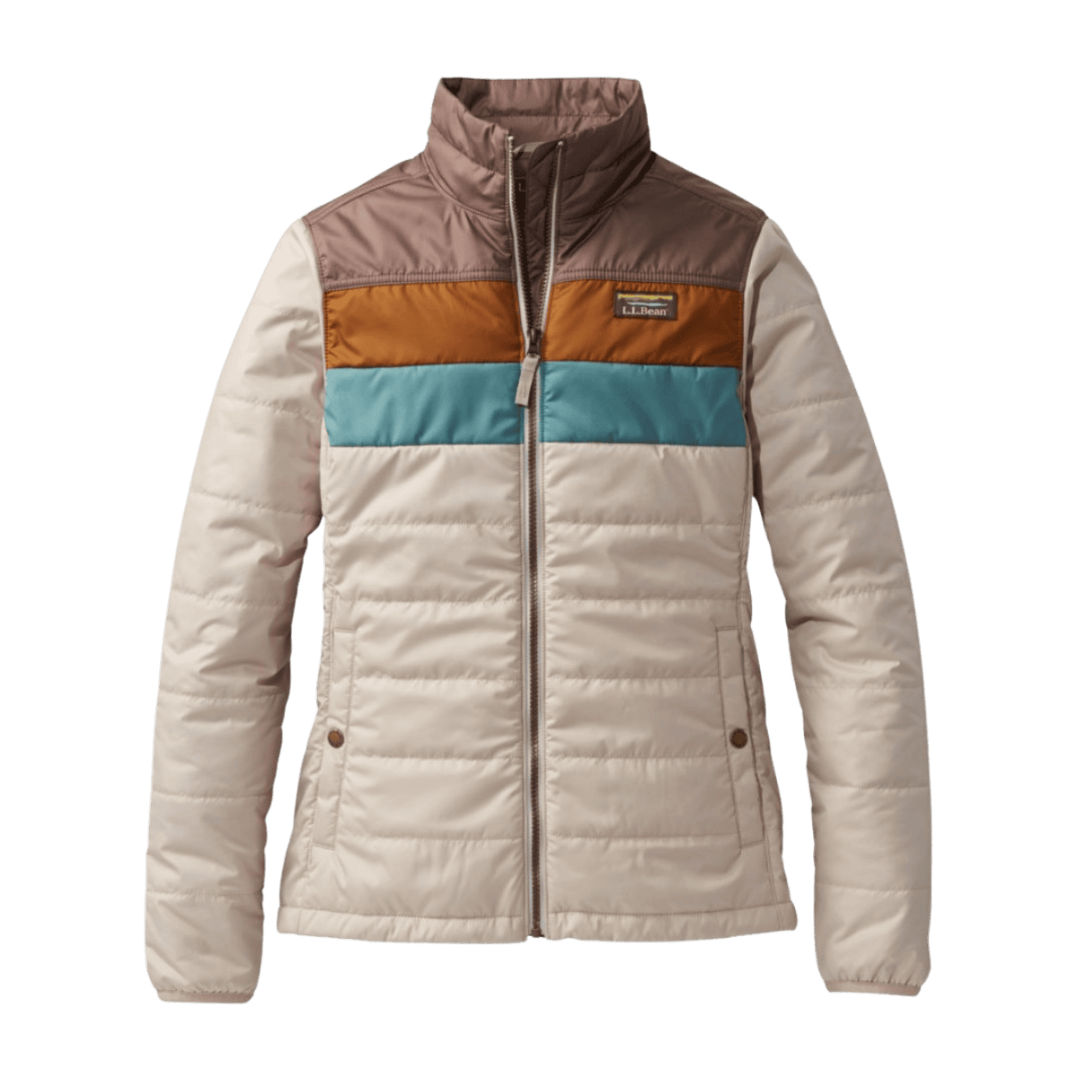 L.L.BEAN WOMEN'S MOUNTAIN CLASSIC PUFFER JACKET - BROWN/GRAY