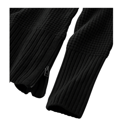 L.L.BEAN WOMEN'S WAFFLE TURTLENECK SWEATER - BLACK - CLOSE-UP VIEW