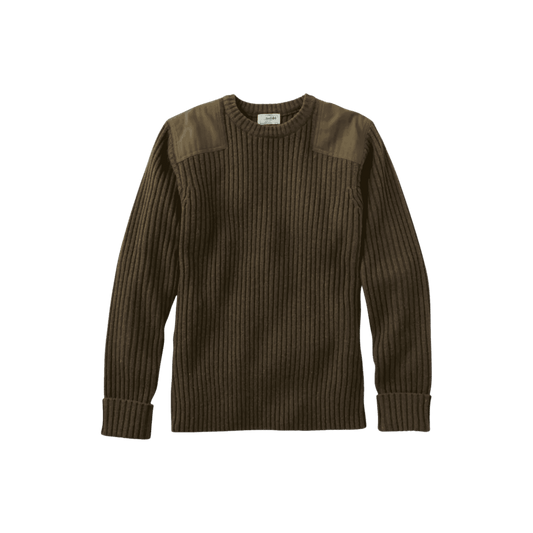 L.L.BEAN COMMANDO CREWNECK SWEATER DEEP WOODS GREEN HEATHER