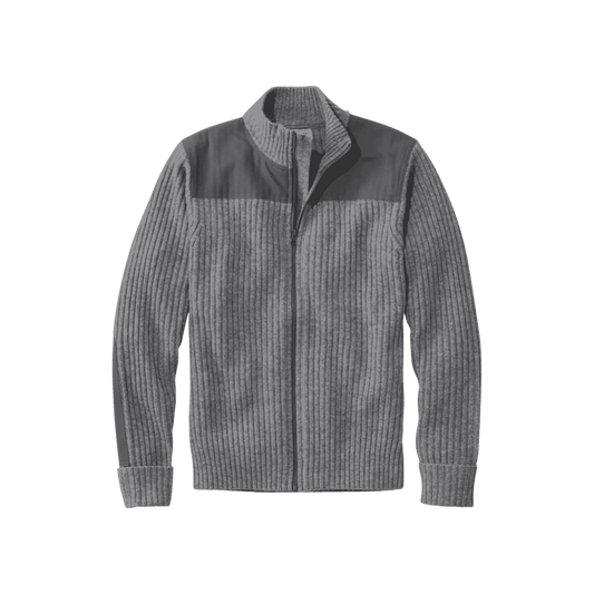 L.L.BEAN COMMANDO FULL ZIP SWEATER GRAY HEATHER