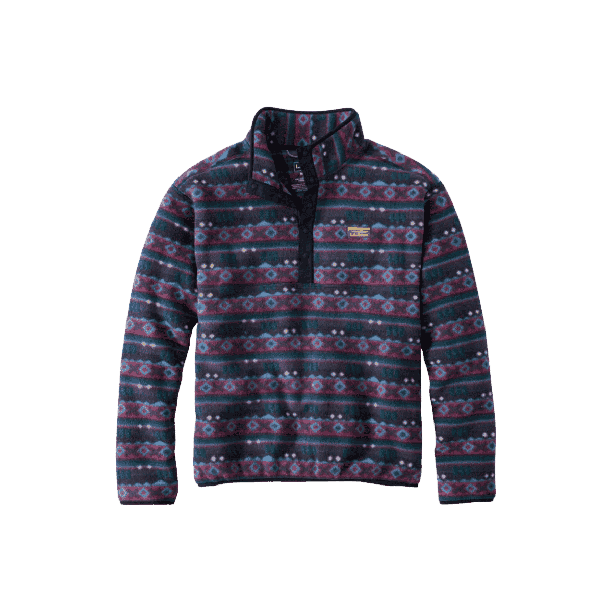 L.L.BEAN MTN CLASSIC FLEECE PULL OVER DARK BLACK RETRO DIAMOND