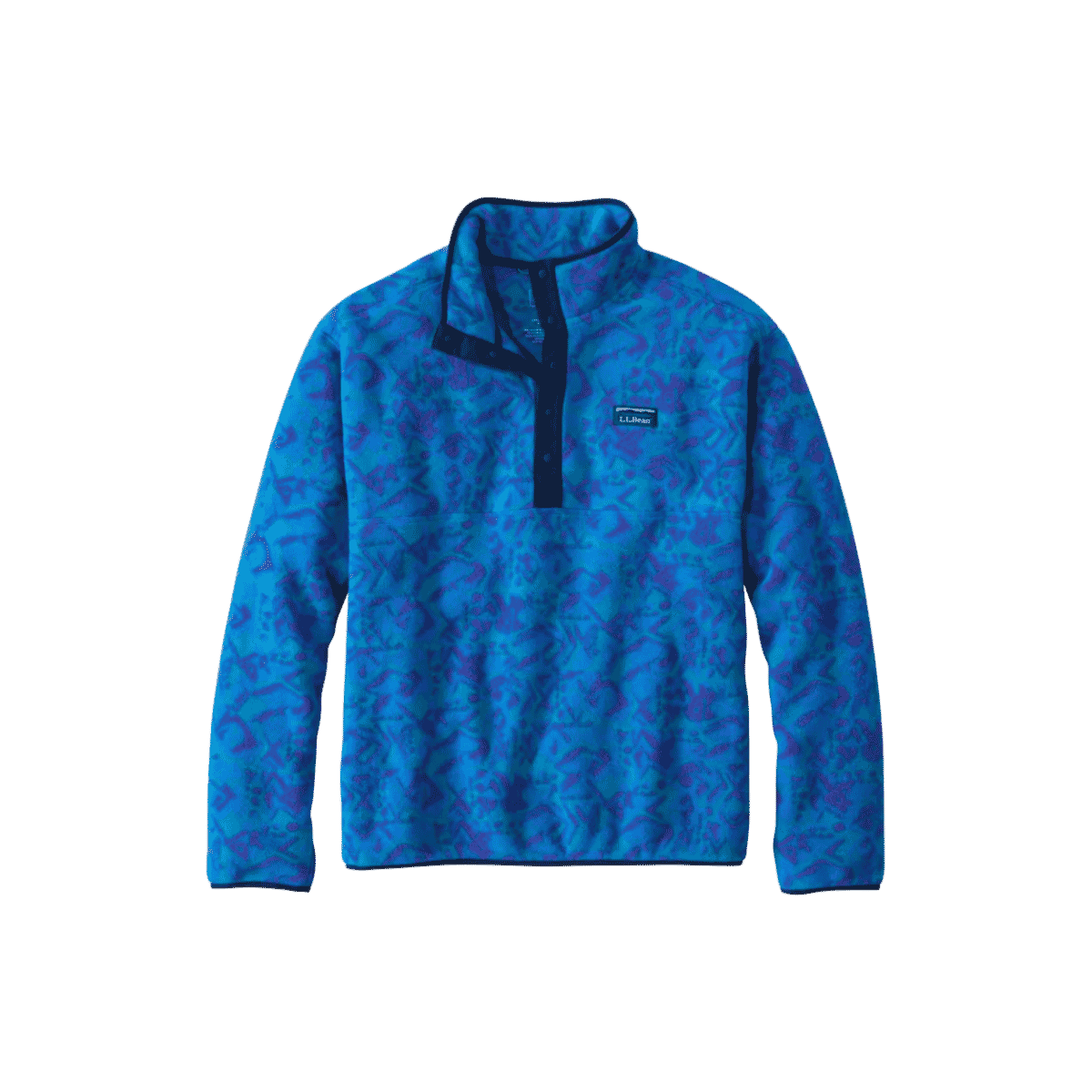 L.L.BEAN MTN CLASSIC FLEECE PULL OVER TEAL FROST WOODBLOCK