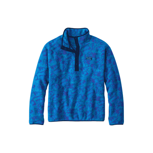 L.L.BEAN MTN CLASSIC FLEECE PULL OVER TEAL FROST WOODBLOCK