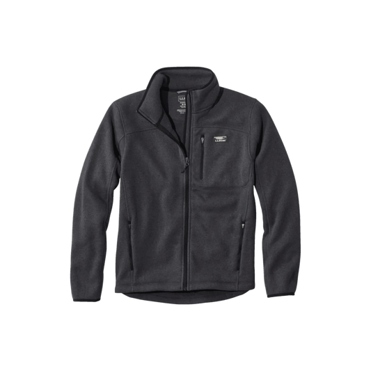 L.L.BEAN SWEATER FLC F/Z JACKET REG CHARCOAL GRAY HEATHER