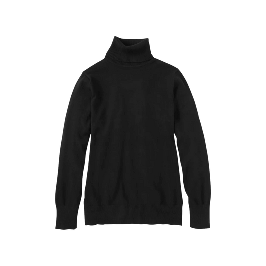 L.L.BEAN W COTTON/CSHMR SWTR TURTLENECK CLASSIC BLACK