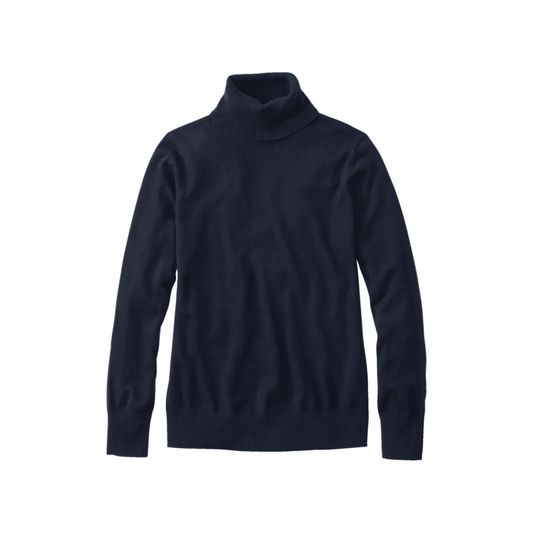 L.L.BEAN WOMEN'S COTTON/CASHMERE SWEATER TURTLENECK- CLASSIC NAVY
