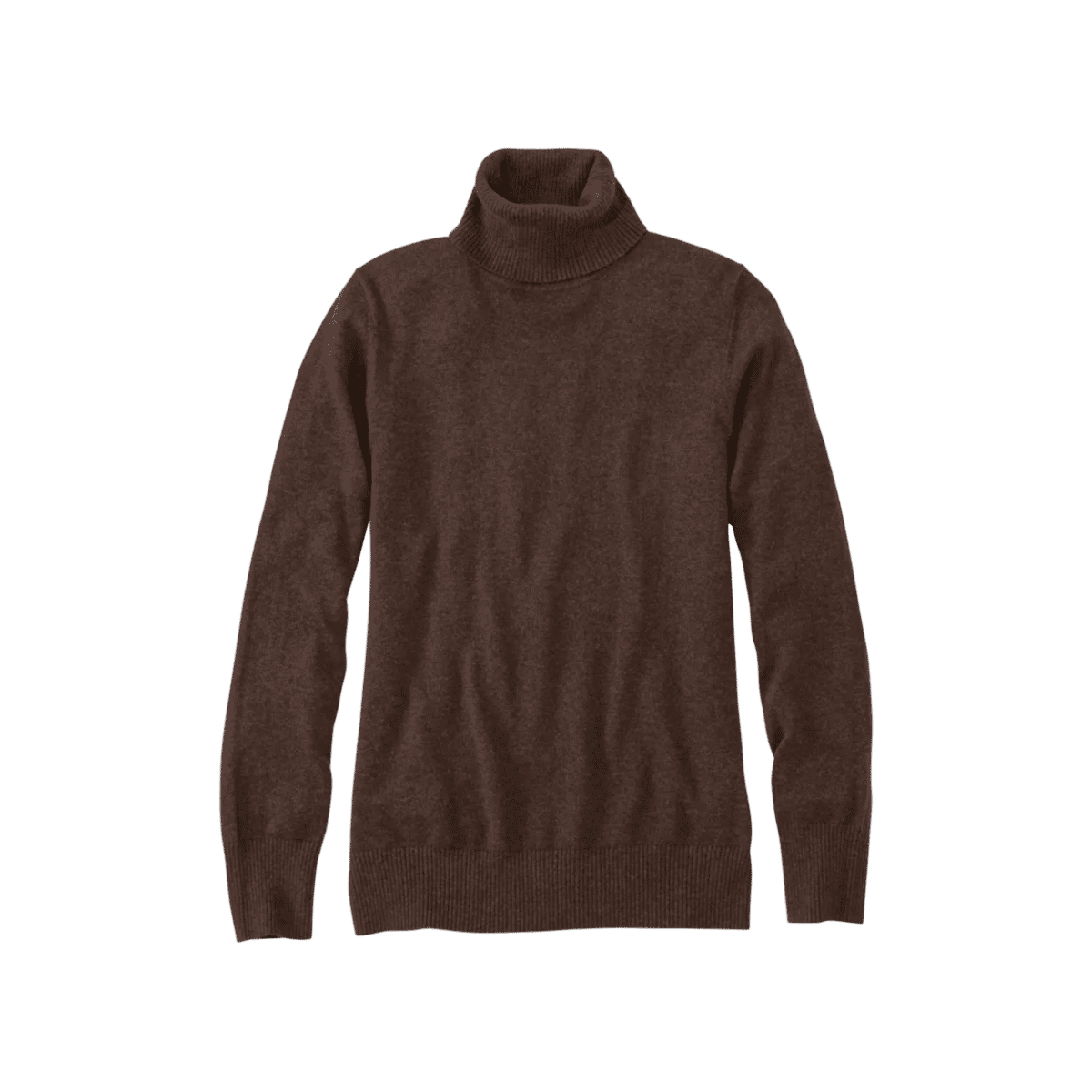 L.L.BEAN W COTTON/CSHMR SWTR TURTLENECK DEEP BROWN HEATHER