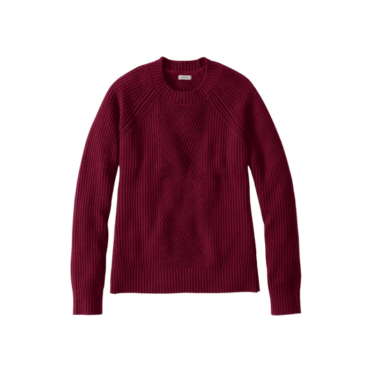 L.L.BEAN WOMEN'S MARINER CREWNECK SWEATER- BORDEAUX/FIG