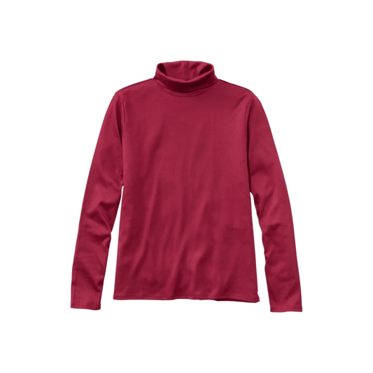 L.L.BEAN W PIMA TURTLENECK REG BORDEAUX