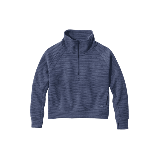 L.L.BEAN W RIDGEKNIT HALF ZIP PULL OVER NAUTICAL NAVY