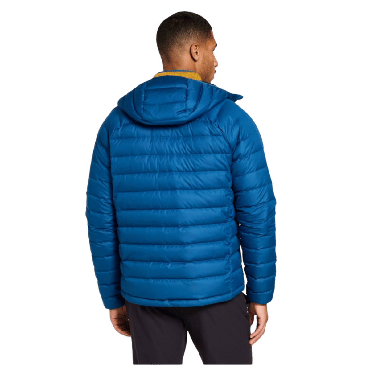 L.L.BEAN MEN'S DOWN INSULATED HOODED JACKET - DARK MARINE BLUE - BACK VIEW WW