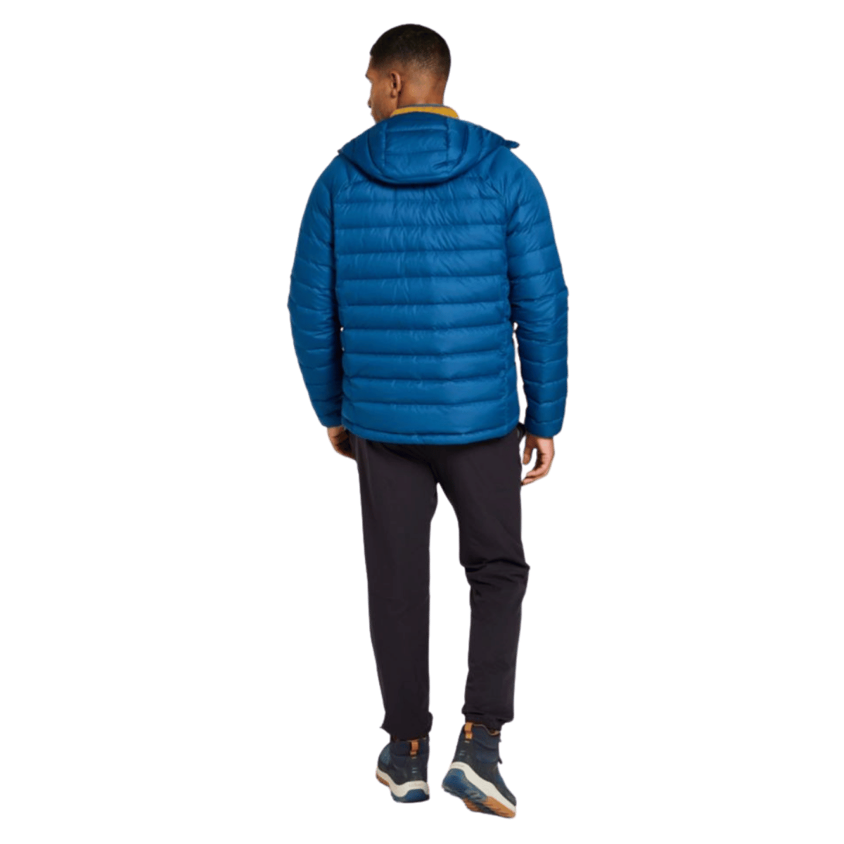 L.L.BEAN MEN'S DOWN INSULATED HOODED JACKET - DARK MARINE BLUE - BACK FULL VIEW WW