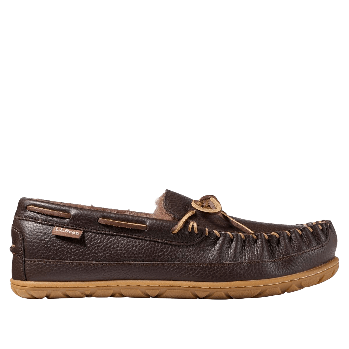 L.L. BEAN WICKED GOOD SLIPPER MOCCASINS II LEATHER- DEEP BROWN OUTSIDE