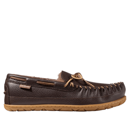 L.L. BEAN WICKED GOOD SLIPPER MOCCASINS II LEATHER- DEEP BROWN OUTSIDE