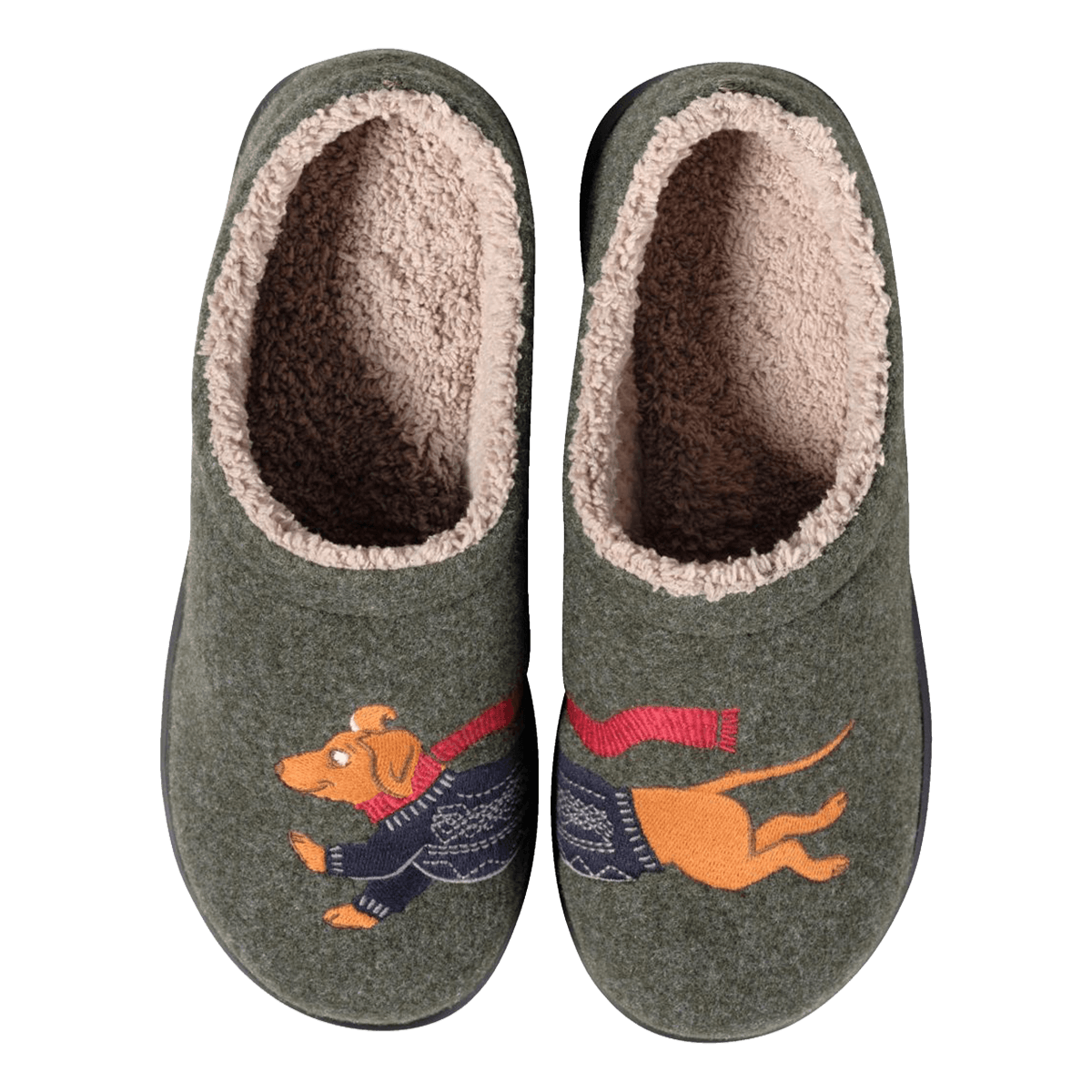 L.L. BEAN WOMEN'S DAYBREAK SCUFF MOTIF- OLIVE GRAY/DACHSUND TOP