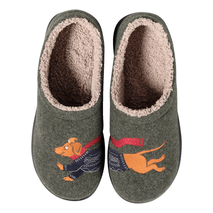 L.L. BEAN WOMEN'S DAYBREAK SCUFF MOTIF- OLIVE GRAY/DACHSUND TOP
