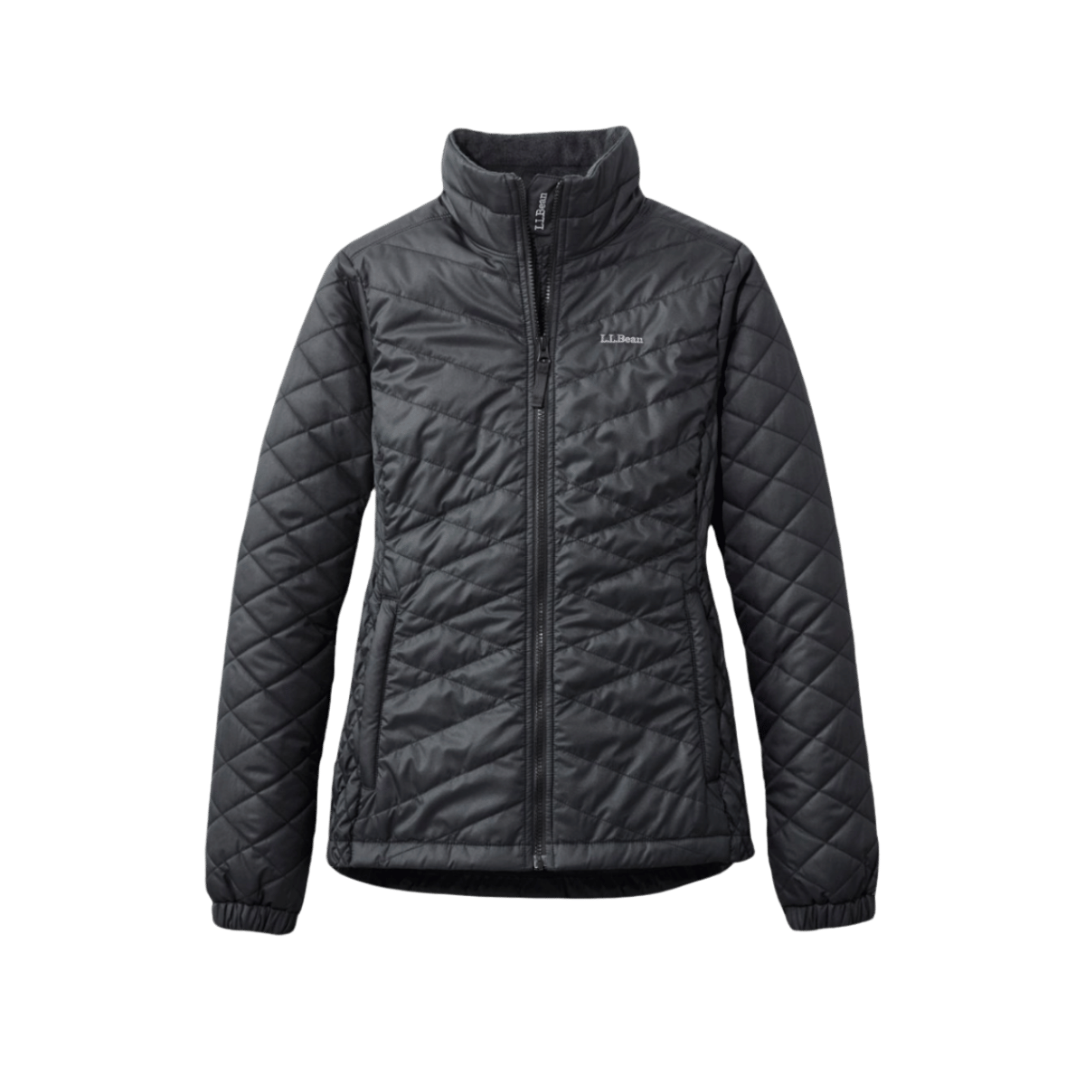 L.L. BEAN WOMEN'S FLEECE-LINED WINTER JACKET WITH PRIMALOFT INSULATION -BLACK FRONT