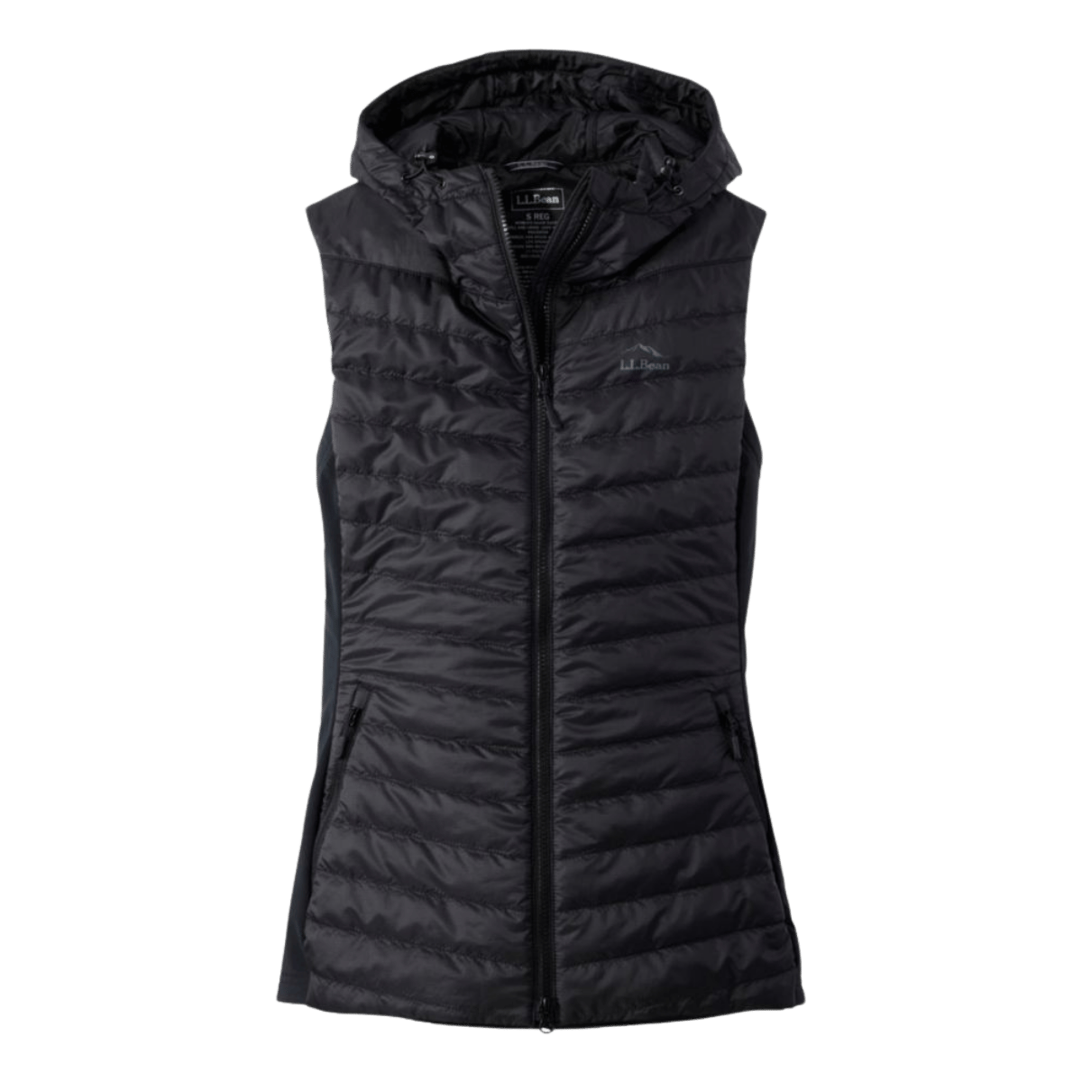 L.L. BEAN WOMEN'S PRIMALOFT LONG VEST 2 - BLACK FRONT