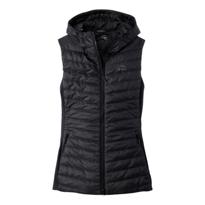 L.L. BEAN WOMEN'S PRIMALOFT LONG VEST 2 - BLACK FRONT