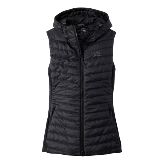 L.L. BEAN WOMEN'S PRIMALOFT LONG VEST 2 - BLACK FRONT
