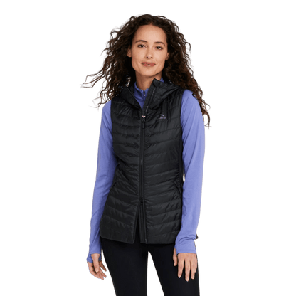 L.L. BEAN WOMEN'S PRIMALOFT LONG VEST 2 - BLACK WW FRONT