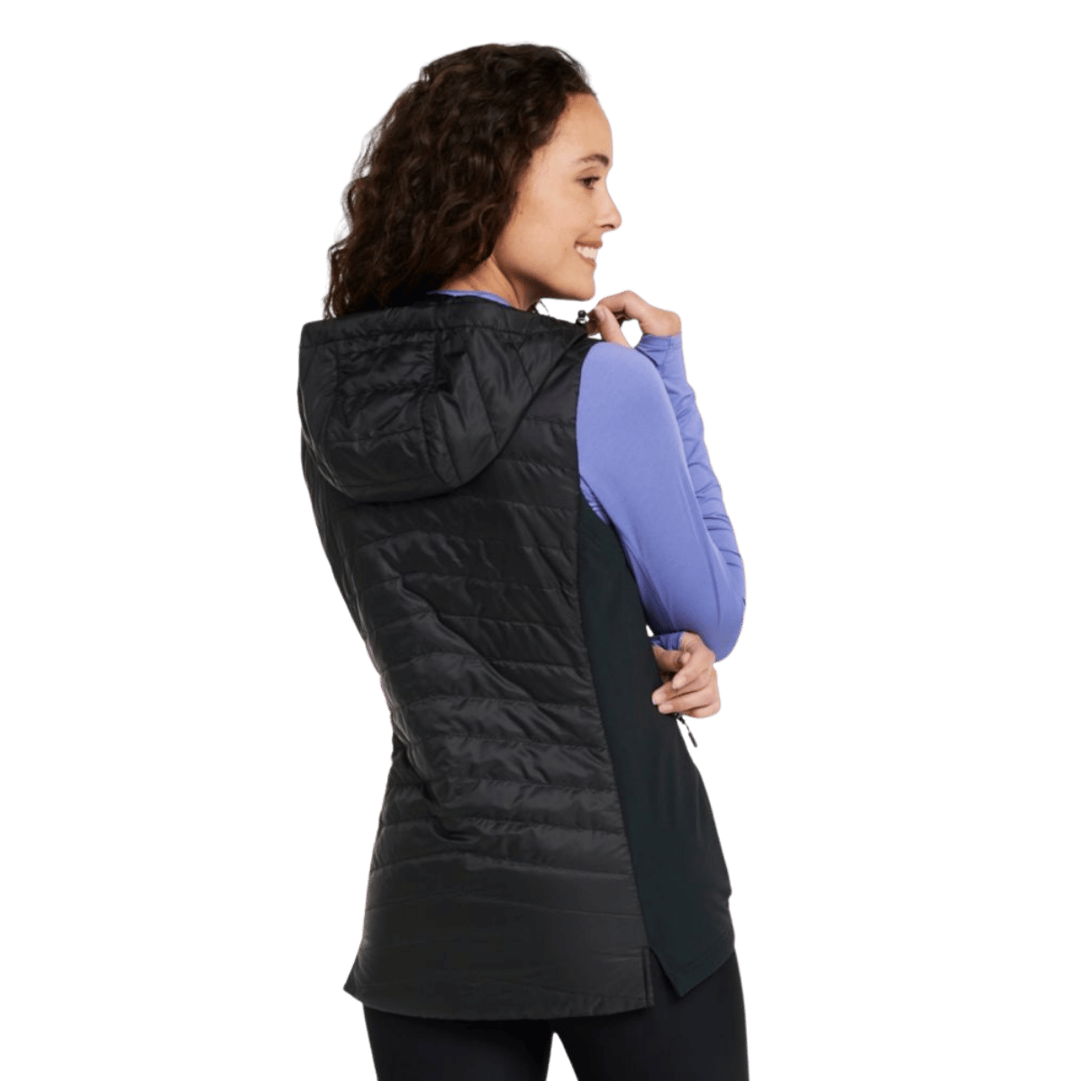 L.L. BEAN WOMEN'S PRIMALOFT LONG VEST 2 - BLACK WW BACK