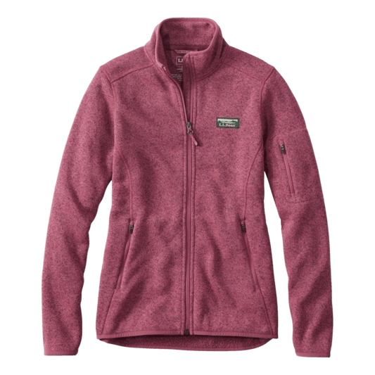 L.L. BEAN WOMEN'S SWEATER FLEECE FULLZIP JACKET - DARK PLUM FRONT